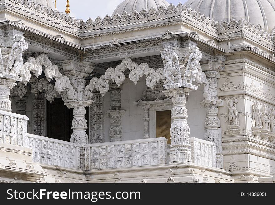 Architectural details of hindu temple located in London, touristic attraction. Architectural details of hindu temple located in London, touristic attraction