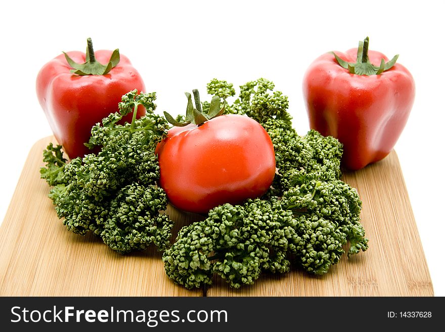 Paprika and tomato with parsley. Paprika and tomato with parsley