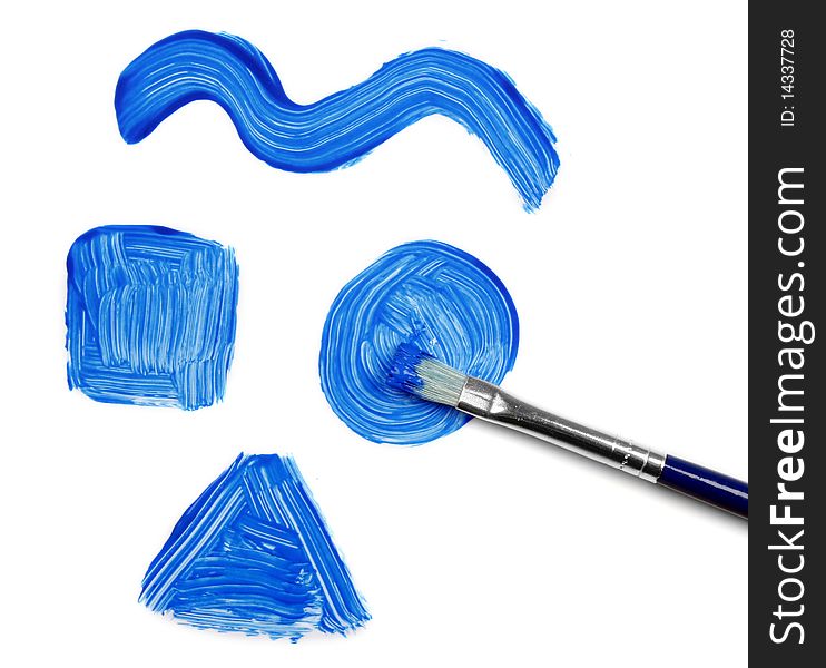 Blue color and brush on white background
