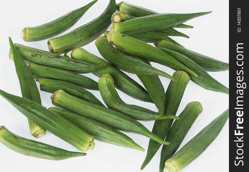 Okra Lady's Finger vegetable herb in green. Okra Lady's Finger vegetable herb in green