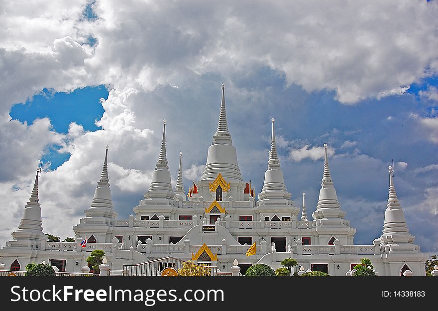 White seven pagodas in Thailand temple. White seven pagodas in Thailand temple