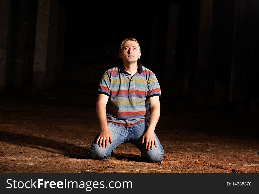 Outdoor shot of depressed man