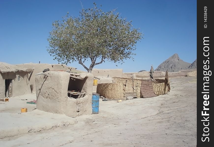 View of a village in the desert