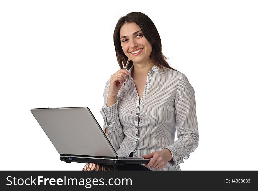 Beautiful Business Woman With Laptop
