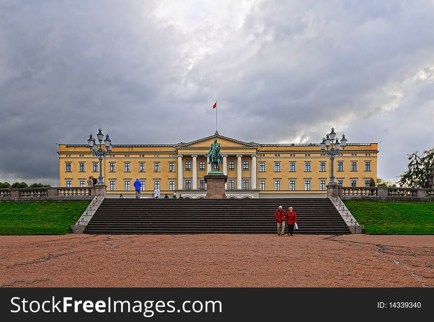 Oslo Royal castle, Norway. Photo taken in a cloudy day.