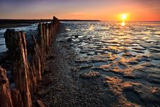 Poles In The Ocean At Sunset Royalty Free Stock Images Poles In The Ocean At Sunset Royalty Free Stock Images