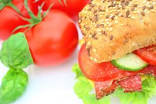 Fresh Sandwich With Salami Cheese And Vegetables Stock Photo Fresh Sandwich With Salami Cheese And Vegetables Stock Photo