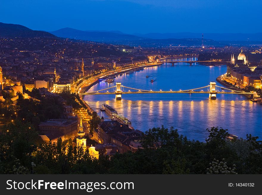 A View Of Budapest With The Chain Bridge