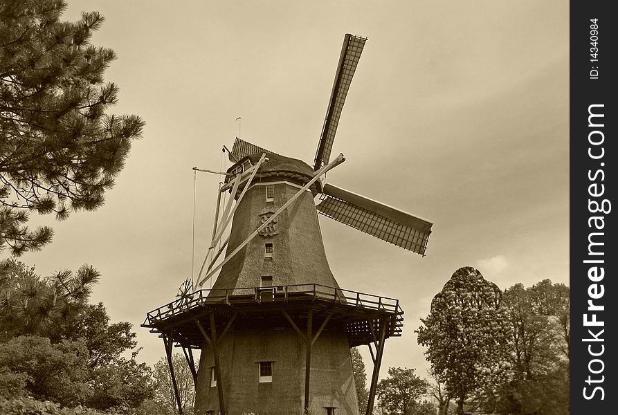 Traditional old dutch wind mill. Traditional old dutch wind mill
