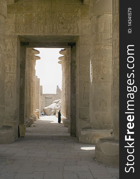 Line of pillars at Ramasseum Temple on the West Bank of the Nile near Luxor. Thebes,egypt. Line of pillars at Ramasseum Temple on the West Bank of the Nile near Luxor. Thebes,egypt