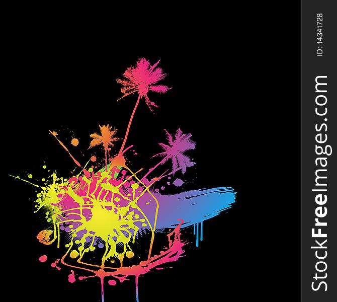 Colored splash with place for your text. Vector art