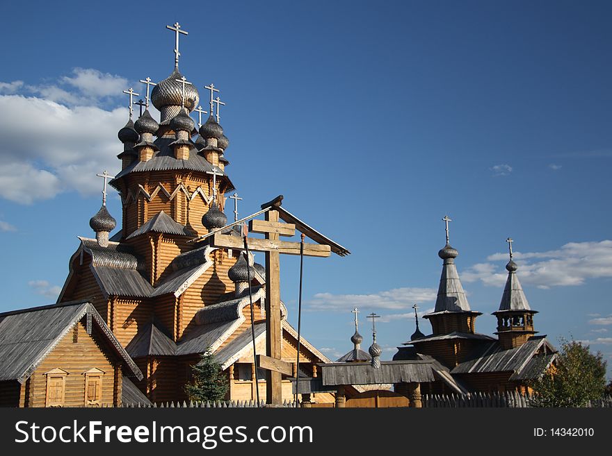 Wood russian church in the Svjatogorsk. Wood russian church in the Svjatogorsk