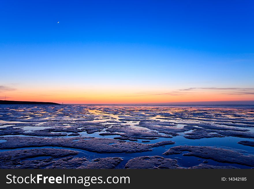 Reflection of a beautiful sunset in the ocean. Reflection of a beautiful sunset in the ocean