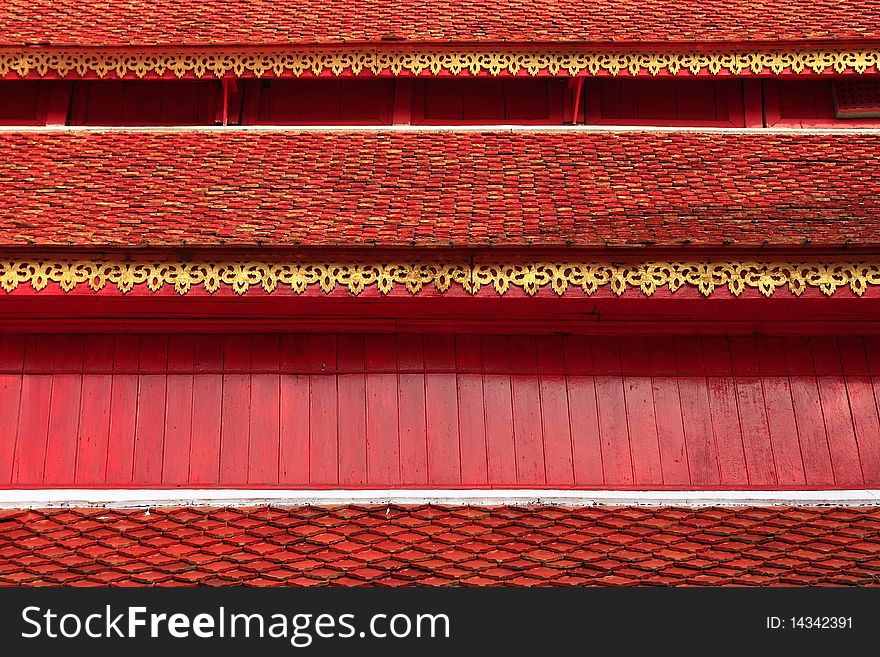 The red roof of the temple in chaing ami