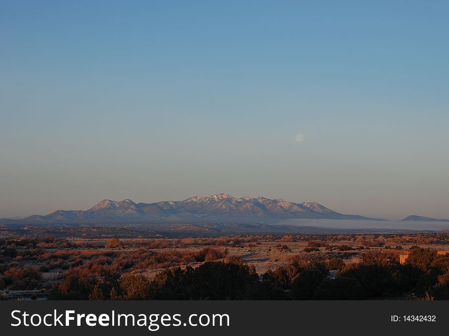 Mountain Ridge Galisteo New Mexico  With Moon