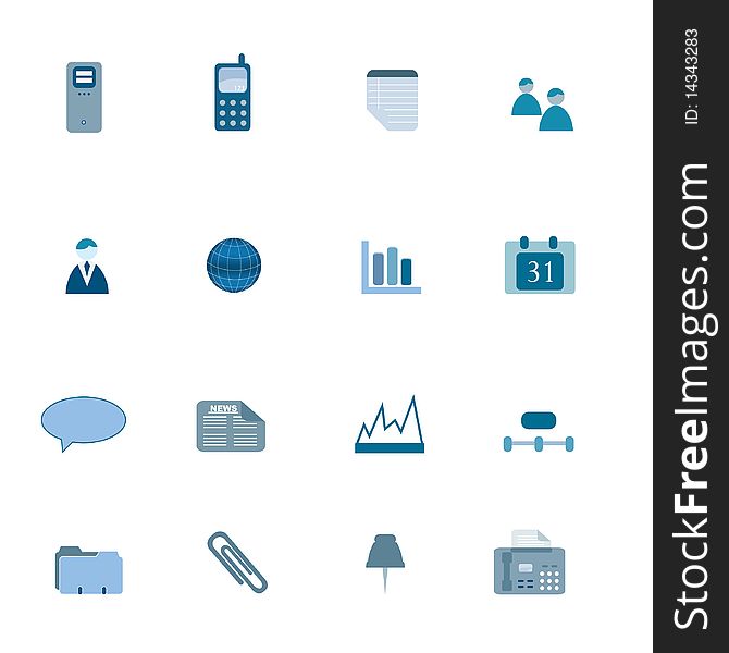 Business Icon Set In Blue
