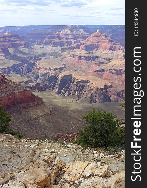 A perspective view of the Grand Canyon in a faint light. A perspective view of the Grand Canyon in a faint light.