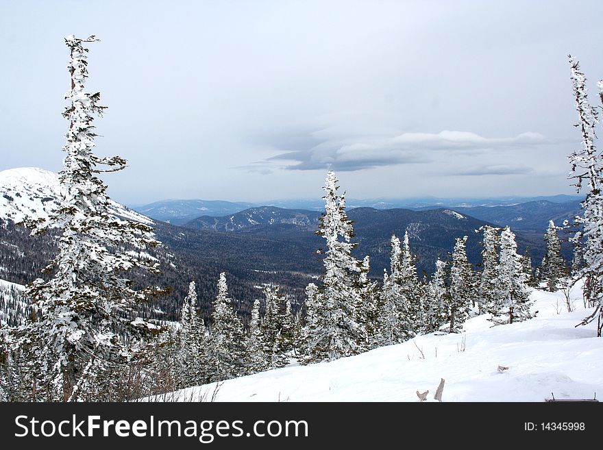 Sunny winter day in mountain