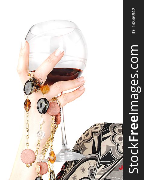 Woman Arm With Glass Of Wine.