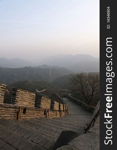 Great Wall of China in Badaling, Beijing, with copy space. Great Wall of China in Badaling, Beijing, with copy space