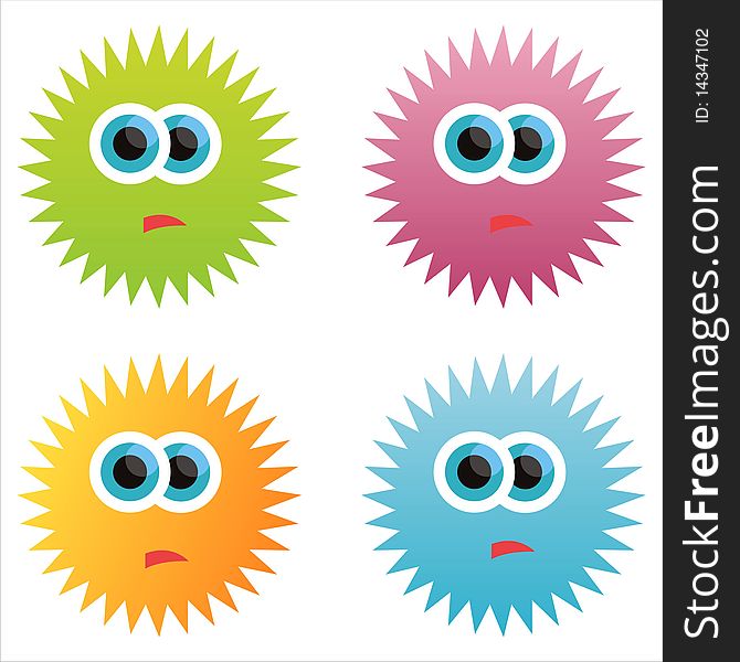 Set of 4 cute monsters. Set of 4 cute monsters