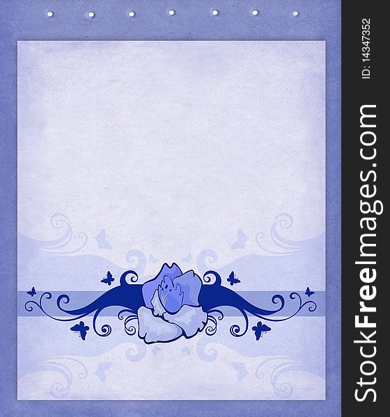 Old blue paper with floral design element. Old blue paper with floral design element.