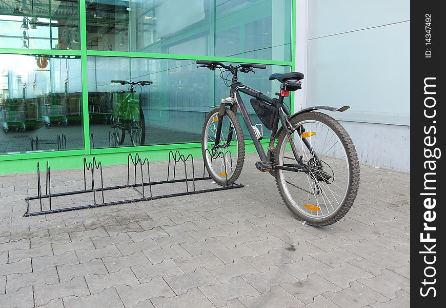 The image of bicycle at the parking