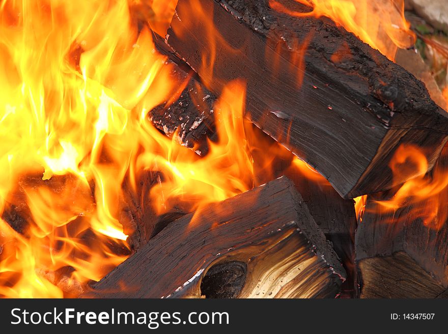 The image of the wood in the fire