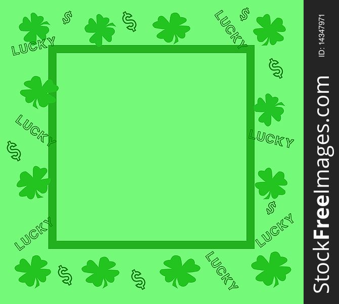 Good luck clovers and dollar signs on green background. Good luck clovers and dollar signs on green background