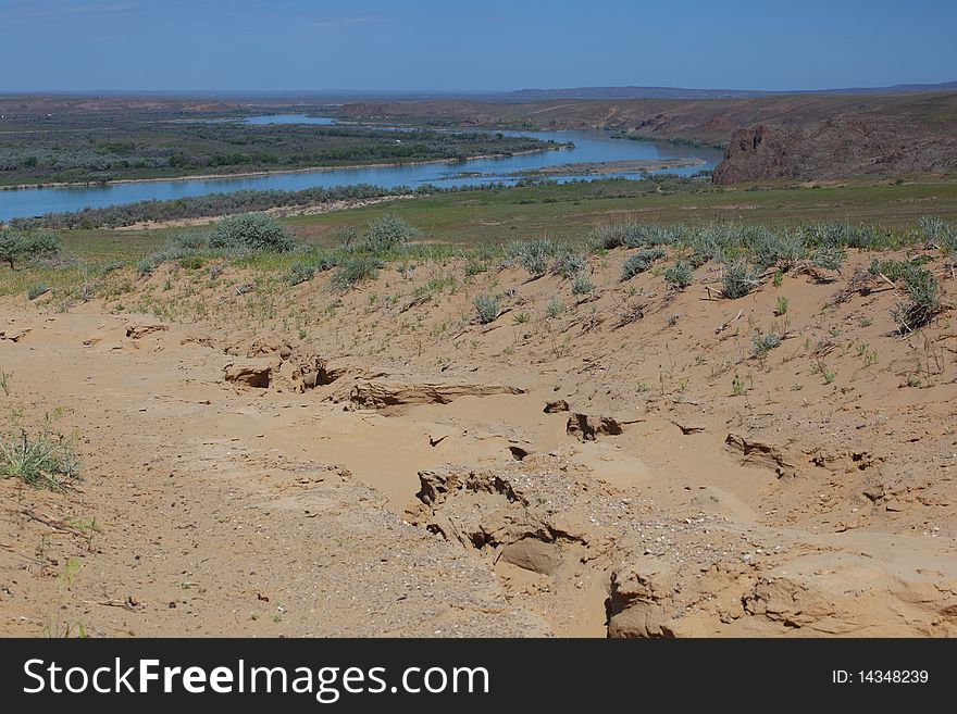 The a river in steppe. The a river in steppe