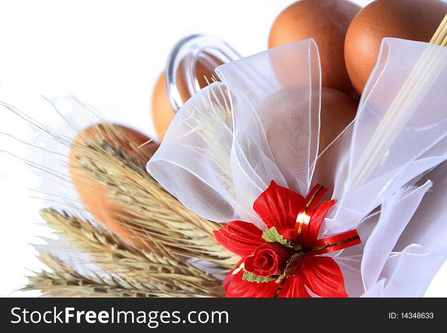 Spica with eggs isolated on white background. Spica with eggs isolated on white background