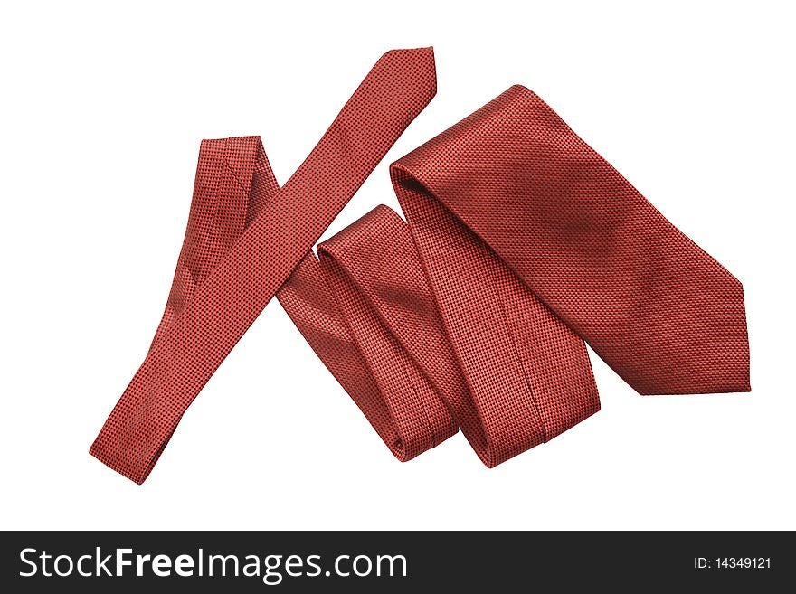 Red Necktie On White