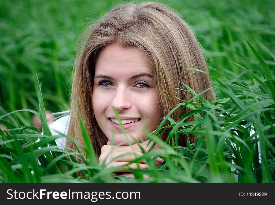 The girl in a grass