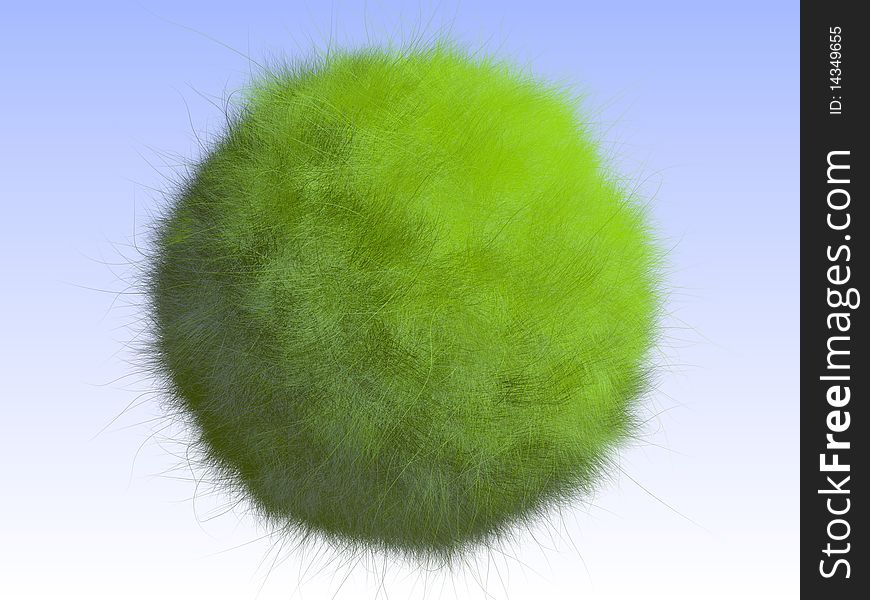 Green grass ball on sky background. Green grass ball on sky background.