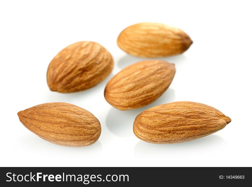 Almonds isolated on white background