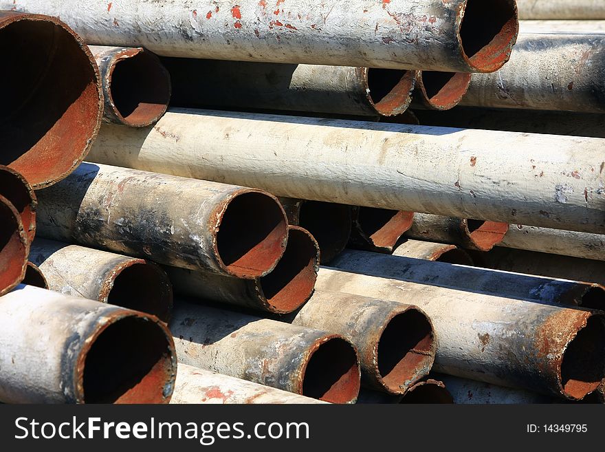 Big pile of iron pipe