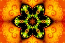 Beautiful Abstract Figure Consisting Of A Fractal Flower And A Star On An Orange Background Of Fractal Curls Royalty Free Stock Image Beautiful Abstract Figure Consisting Of A Fractal Flower And A Star On An Orange Background Of Fractal Curls Royalty Free Stock Image