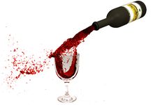Wine Flowing From A Bottle In A Wine Glass Royalty Free Stock Photos Wine Flowing From A Bottle In A Wine Glass Royalty Free Stock Photos