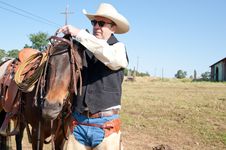 Cowboy And His Horse Royalty Free Stock Photo