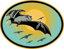 Bat Flying With Moon Royalty Free Stock Image Bat Flying With Moon Royalty Free Stock Image
