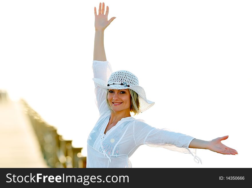 Portrait of young smiling woman outdoor in summer. Portrait of young smiling woman outdoor in summer