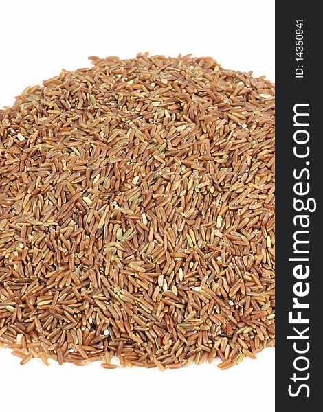 Himalayan Red Long grain Rice on white background