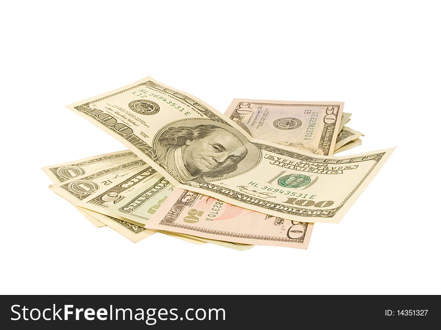 Dollar banknotes. Isolated on white background.