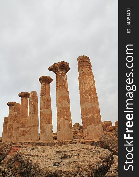 The remains of the Temple of Hercules Agrigento Sicily Italy Valley of the Temples