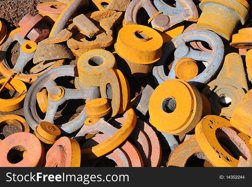 Old rusty iron gears colored. Old rusty iron gears colored