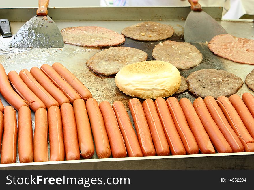 Heap of hot dogs ready for eating
