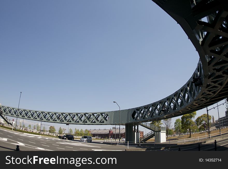 The artistic beauty of the pedestrian bridge in yokohama, japan
