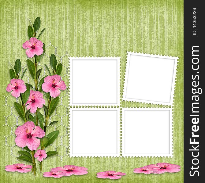 Card for the holiday  with flowers on the abstract background