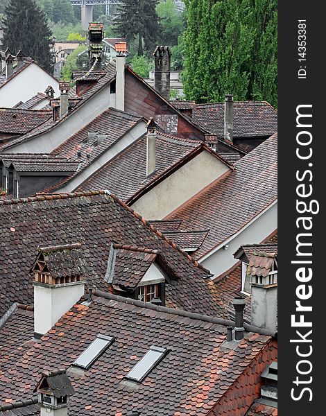 Tile roof of the house in a medieval city in Europe