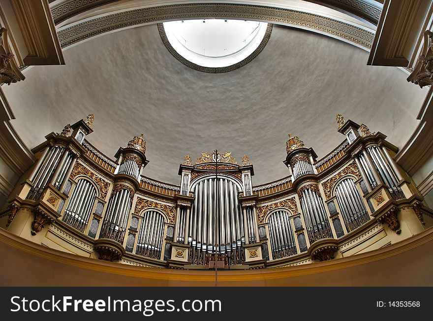 Beautiful church organ in Helsinki cathedral, Finland
